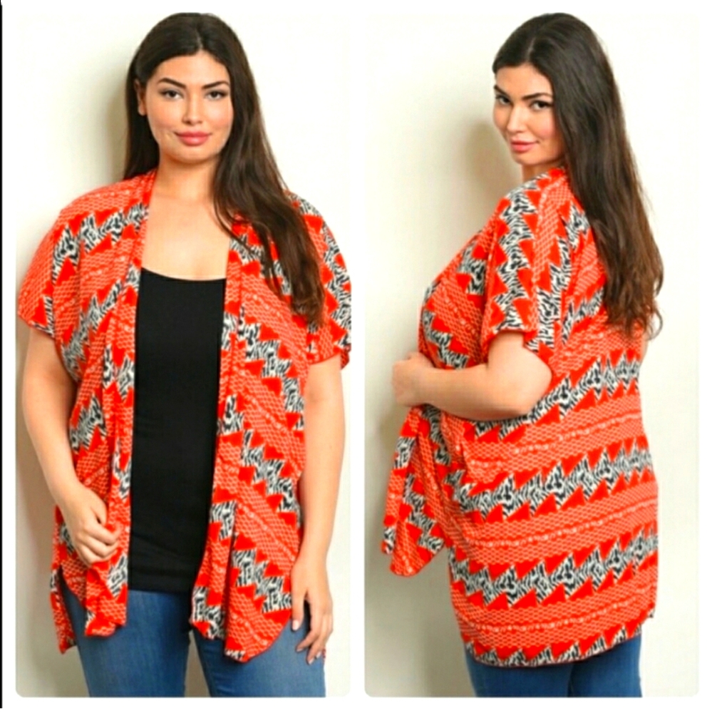 Chris & Carol kimono orange animal print 1X